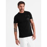 Ombre Men's cotton t-shirt with pocket - black | Shoptok.si