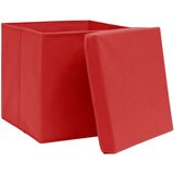 Kutije za pohranu s poklopcima 10 kom crvene 32x32x32 cm tkanina | shoptok.hr