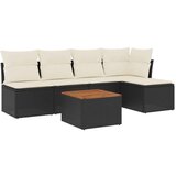  6-dijelni set vrtnih sofa s jastucima crni od poliratana | shoptok.hr