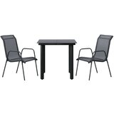 3-dijelni vrtni blagovaonski set crni od čelika i tekstilena | shoptok.hr