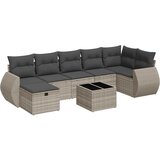 Maison Chic Seti vrtnega pohištva - Vrtna garnitura - Vrtni pohištvo set 8-delna z blazinami sv. siv poli ratan, (21798516) | Shoptok.si
