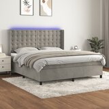 The Living Store Box spring postelja z vzmetnico LED svetlo siva 160x200cm žamet - Box Spring Postelja, (21492306) Cene