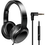 stereo headset with microphone, 3.5 mm headphone jack, black