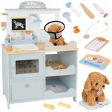 Kinder Home Dječja veterinarska klinika igračka – drveni veterinarski centar s priborom i plišanim psom, 89 × 57 × 30 cm | shoptok.hr