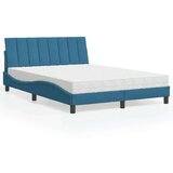 vidaXL Krevet s madracem plavi 140x200 cm baršunasti | shoptok.hr