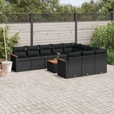  11-dijelni set vrtnih sofa od poliratana s jastucima crni Crna 62 x 62 x 69 cm Cijene