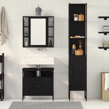  Set namještaja za kupaonicu 3 kom. Crni hrast Crna 33 x 33 x 185,5 cm | shoptok.hr