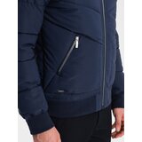 Ombre Men's quilted bomber jacket with metal zippers - navy blue | Eponuda.ba