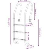  Ljestve za bazen 54 x 38 x 158 cm od nehrđajućeg čelika 304 | shoptok.hr
