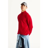 ALTINYILDIZ CLASSICS Men's Red Anti-Pilling Standard Fit Normal Cut Half Turtleneck Knitwear Sweater. Cene'.'