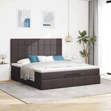  Otomanski posteljni okvir z vzmetnico rjav 160x200 cm blago, (22053220) | Shoptok.si