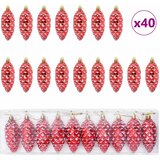  Božićna kuglica s četinicom 40 pcs Crvena Plastika | shoptok.hr
