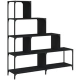  The Living Store Knjižna omara 4-nadstropna črna 139x33,5x149 cm inženirski les - Knjižna Omara, (21442217) | Shoptok.si