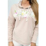 Kesi Sweatshirt with Voyage inscription beige | shoptok.hr