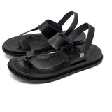 Moške japonke iz PU usnja, velike velikosti, mehki podplat, sandali za na plažo Black 47, (5000158644)