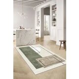 Tepih sa gumenom podlogom 160x230cm - Bež - zeleni pravougaonici, TG-4109