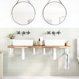  Zidna polica za umivaonik od čelika i masivnog bagremovog drva Smeđa 120 x 40 x 4 cm | Shoptok.si