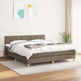 vidaXL Box spring postelja z vzmetnico taupe 160x200 cm blago | Shoptok.si