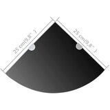  Kutne police s nosačima 2 kom staklene crne 25 x 25 cm | shoptok.hr
