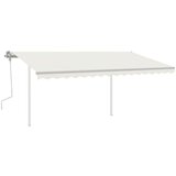 vidaXL Ročno zložljiva tenda s stebrički 4,5x3,5 m krem | Shoptok.si