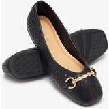 Resti Black women's openwork ballerinas with gold ornament Serilla- Footwear | Shoptok.si