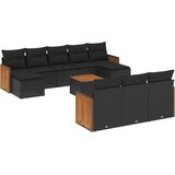  11-dijelni set vrtnih sofa od poliratana s jastucima crni | shoptok.hr