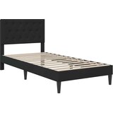  Krevetna konstrukcija s uzglavljem Crna 90 x 190 cm Baršun | shoptok.hr