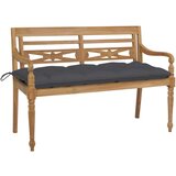 The Living Store Klop Batavia z antracitno blazino 120 cm trdna tikovina - Klop, (21483848) | Shoptok.si
