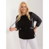 Fashion Hunters Black women's plus size blouse with 3/4 sleeves