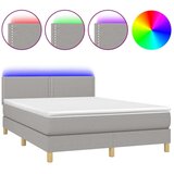 Box spring postelja z vzmetnico LED sv. siva 140x200 cm blago, (20724255) | Shoptok.si