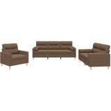  The Living Store Sedežna garnitura 3-delna z vzglavniki rjavo blago - Komplet Sedežne Garniture, (21454324) | Shoptok.si