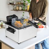 Gospodinjski aparati Električni cvrtnik na olje z močjo 2000 W s 3 košarami za cvrtje, nastavljivo temperaturo in pokrovom z oknom za ogled | Shoptok.si