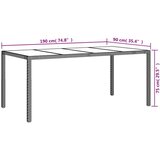  Vrtna miza bež 190x90x75 cm kaljeno steklo in poli ratan, (20665442) | Shoptok.si