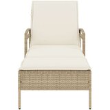  Ležalnik z blazino bež 63x200x81 cm poli ratan | Shoptok.si