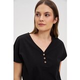 Marisse Black Cotton Button-Up Blouse | Shoptok.si