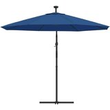 Previsni senčnik z LED lučkami in kovinskim drogom 300 cm moder, (20692827) | Shoptok.si