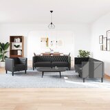  3-dijelna sofa Chesterfield crna umjetna koža | Eponuda.com