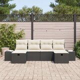 vidaXL 6-delni vrtni kavč set z blazinami črnega poli ratana | Shoptok.si
