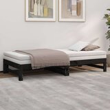  Izvlečna dnevna postelja črna 2x(90x190) cm trdna borovina, (20726658) | Shoptok.si
