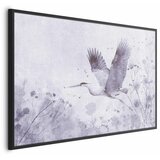  Plakat - Majestic Flight - crane in flight in a monochromatic cool color palette 90x60 Crni okvir | shoptok.hr