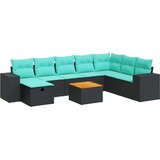  Vrtna garnitura - 9-dijelni set vrtnih sofa s jastucima crni od poliratana - Crna sa spremištem 1 | shoptok.hr