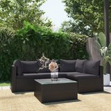 The Living Store Vrtna sedežna garnitura z blazinami 5-delna poli ratan črna - Vrtna Sedežna, (21476125) | Shoptok.si
