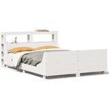 vidaXL Posteljni okvir brez vzmetnice bel 140x190 cm trdna borovina | Shoptok.si