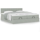 vidaXL Otomanski posteljni okvir z vzmetnicami siv 160x200 cm žamet | Shoptok.si