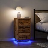 vidaXL Nočna omarica z LED lučmi Stari les 38x34x65 cm Cene