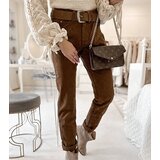 Gemre Brown pants with Pelchat belt | Shoptok.si