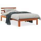 vidaXL Posteljni okvir z vzglavjem voščeno rjava 100x200 cm borovina Cene