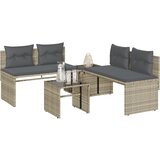 vidaXL 4-dijelni set vrtnih sofa s jastucima svijetlosivi poliratan Cijene