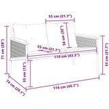  Vrtna klupa s jastucima 116 cm crna čelična | shoptok.hr