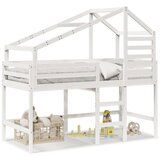  The Living Store Posteljni okvir z lestvijo in streho bel 80x200 cm borovina - Pograd, (21495753) | Shoptok.si